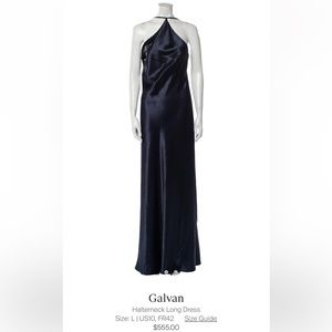 Galvan London Navy Blue Silk Evening Gown